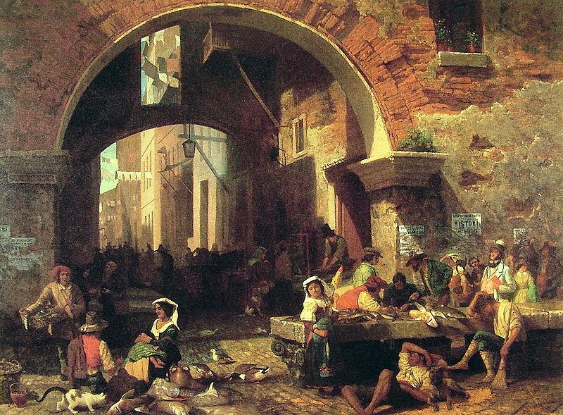 Albert Bierstadt Roman Fish Market, Arch of Octavius